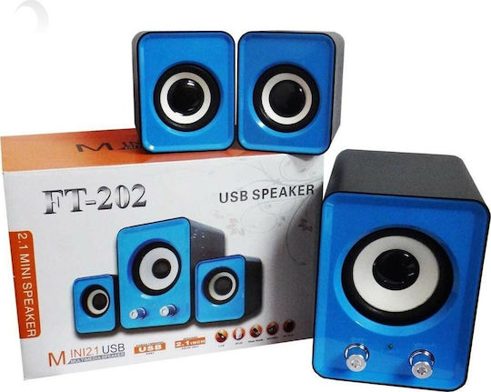 FT-202 Difuzoare de Calculator 2.1 cu Putere 3W în Albastru Culoare