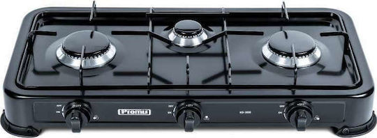 Promis KG300C Liquid Gas Countertop Triple Burner Black