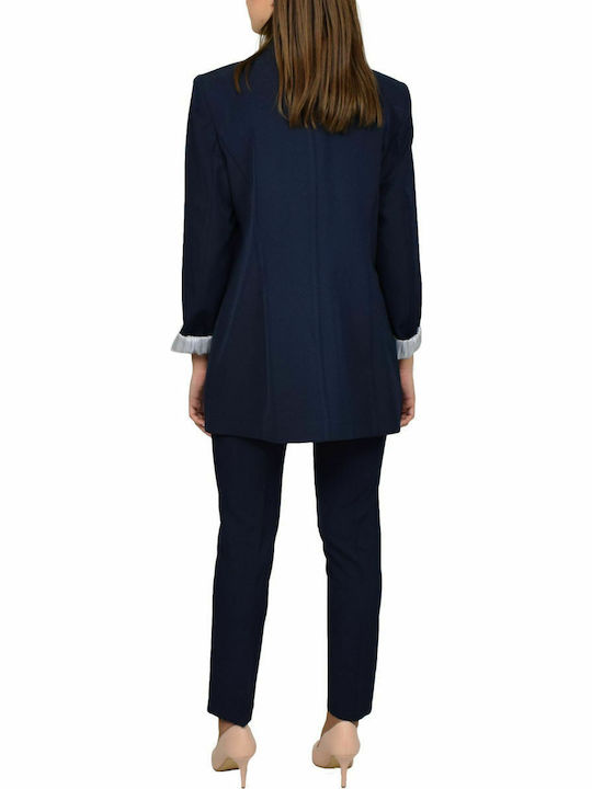 Passager Lung Blazer pentru femei Sacou Albastru marin