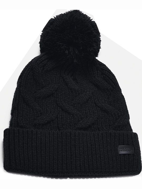 Around Town Pom Pom Beanie Unisex Σκούφος Πλεκτός σε Μαύρο χρώμα