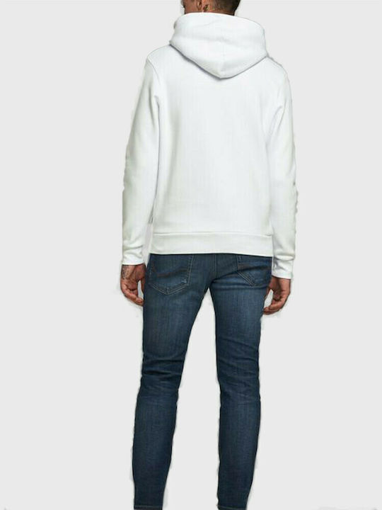 Jack & Jones Men's Sweatshirt with Hood and Pockets White