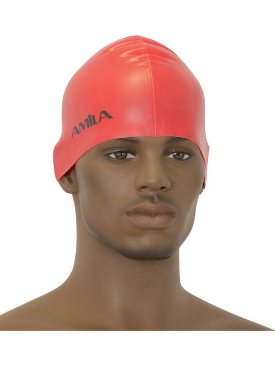 AMILA Silicone Adults Swimming Cap Red