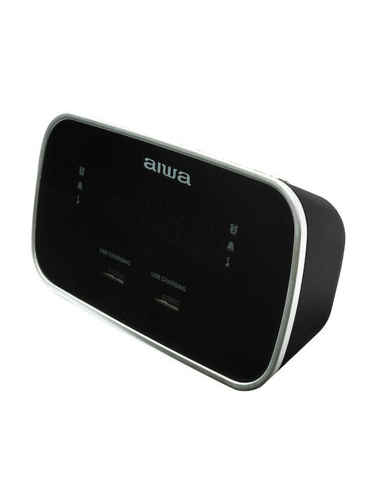 Aiwa Tabletop Digital Clock with Alarm & Radio CRU-19BK
