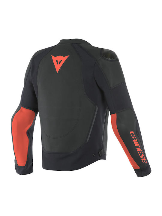 Dainese Intrepida Perforated Sommer Herren Motorradjacke Leder Black/Black-Matt/Fluo-Red