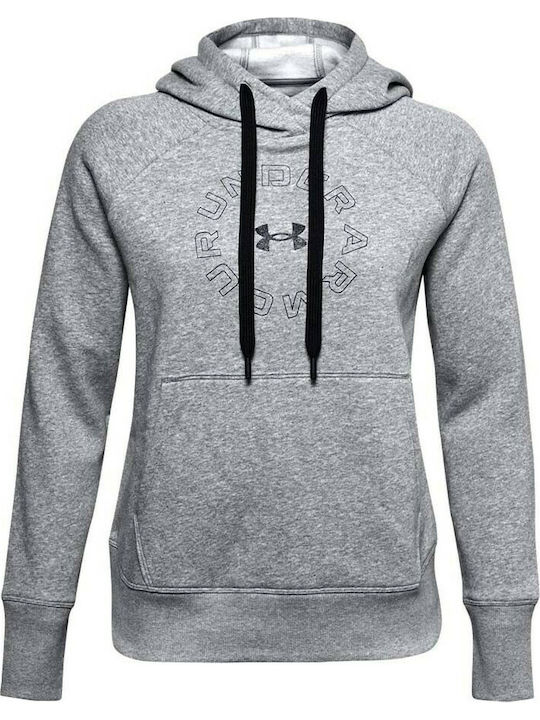 Under Armour Rival Metallic Γυναικείο Φούτερ με Κουκούλα Γκρι