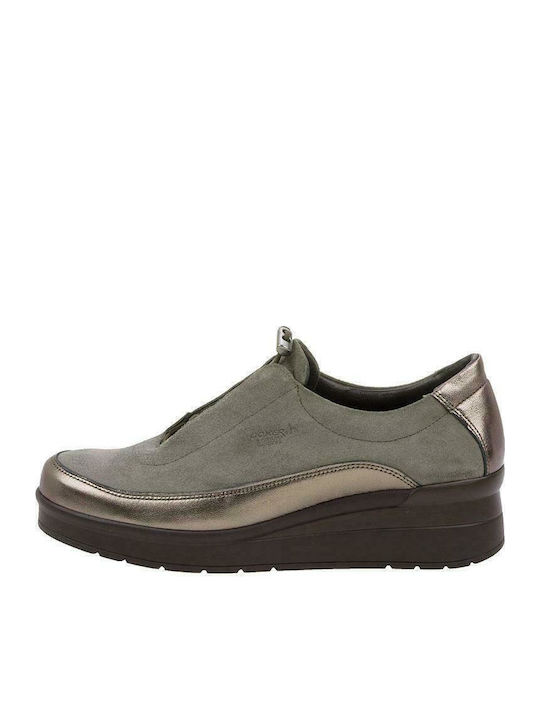 Ανατομικά Γυναικεία Slip-On Δερμάτινα Μπεζ