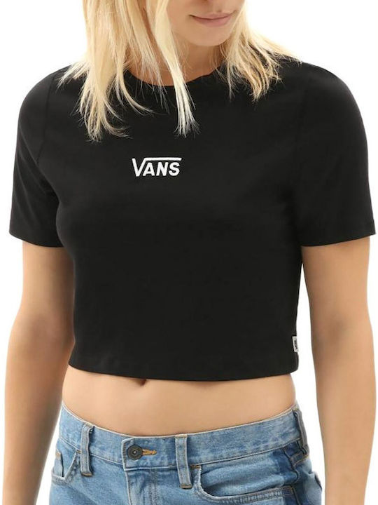 Flying V Γυναικείο Αθλητικό Crop Top Κοντομάνικο με V Λαιμόκοψη Μαύρο