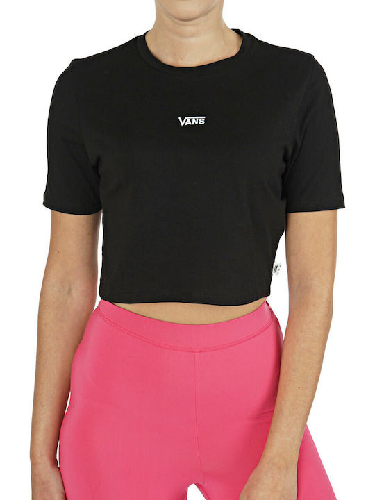Flying V Γυναικείο Αθλητικό Crop Top Κοντομάνικο με V Λαιμόκοψη Μαύρο