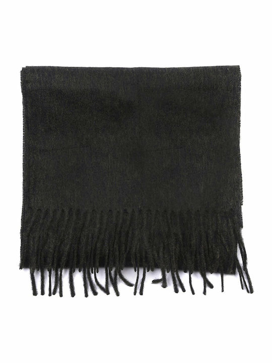 Plain Lambswool Men's Wool Scarf Black