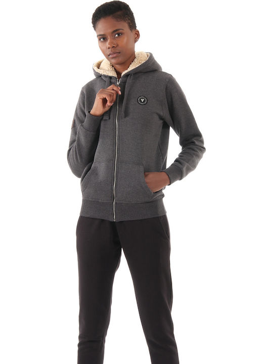 Damen Sweatshirtjacke Kapuzen Schwarz