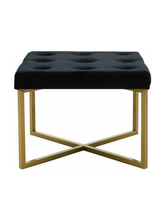 Stool For Living Room Upholstered with Velvet Luisa Gold - Black 40x40x30cm