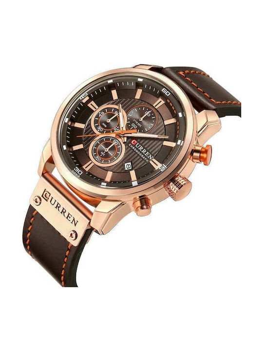 Curren Men's Watch 45mm Chronograph Battery with Leather Strap Brown