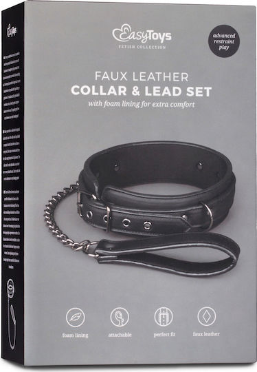 Easytoys Fetish Collection Fetish Collar With Leash Collar in Black Color