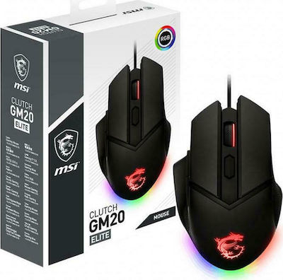 MSI Clutch GM20 Elite RGB Gaming Ποντίκι 6400 DPI Μαύρο