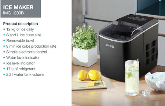 Gorenje IMC1200B Ice Machine with Stirring Mode and Daily Production 12kg 559065