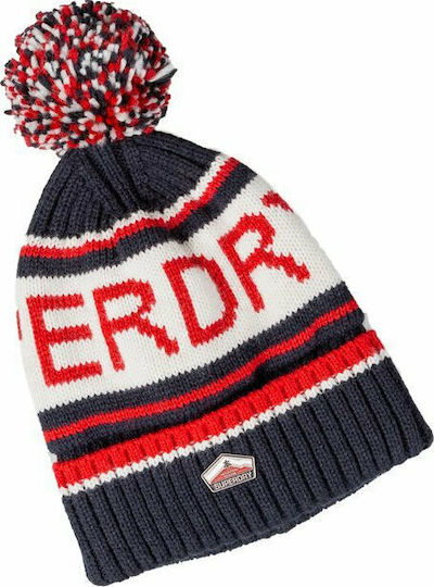 Woodruff Downhill Knitted Beanie Cap Navy Blue/Red/White