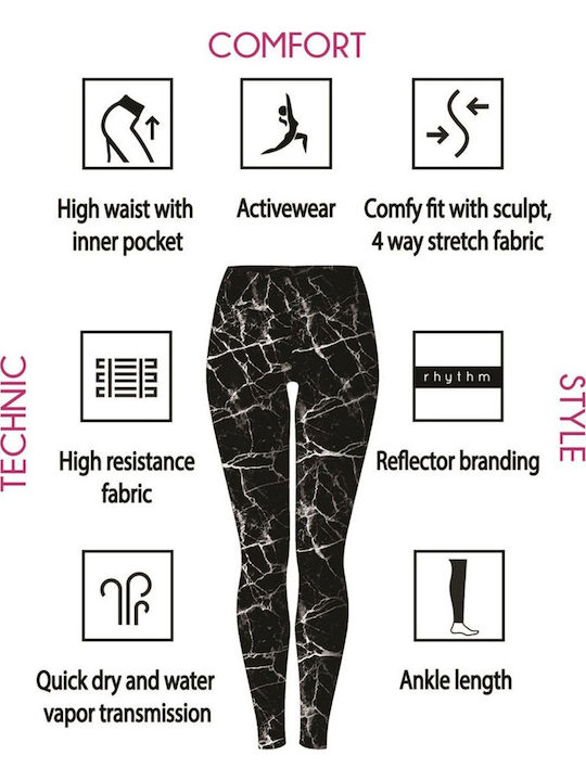 Dri-Fit Training Damen Lang Leggings Schwarz Marmor