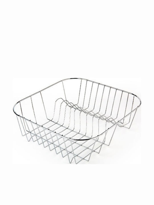 Over Sink Dish Draining Rack Metallic in Silver Color 33.5x34.5x7.2cm