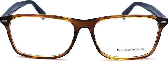 Zegna Men's Acetate Brown Prescription Eyeglass Frame EZ5069 055