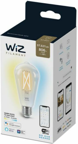 WiZ Smart Λάμπα LED 6.7W για Ντουί E27 και Σχήμα ST64 Ρυθμιζόμενο Λευκό 806lm Dimmable