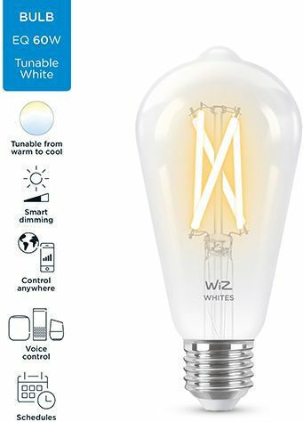 WiZ Smart Λάμπα LED 6.7W για Ντουί E27 και Σχήμα ST64 Ρυθμιζόμενο Λευκό 806lm Dimmable