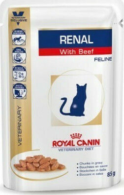 Royal Canin Renal Nasses Katzenfutter für Katze in Beutel mit Rindfleisch 85gr 3612010