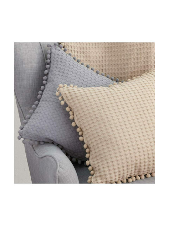 Borea Decorative Pillow Case Waffle Cubic from 100% Cotton Pom Pom Sponge 45x45cm.