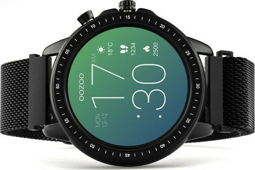 Oozoo Q00309 45mm Smartwatch με Παλμογράφο (Μαύρο)