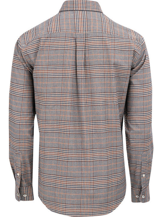 Fynch Hatton Men's Shirt Long Sleeve Flannel Checked Beige