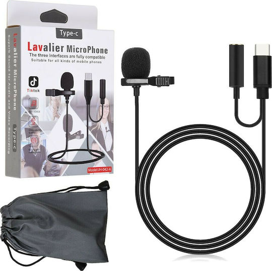Hands-Free Lavalier Wireless Electret Microphone Πέτου, Clip On Journalistic USB-C