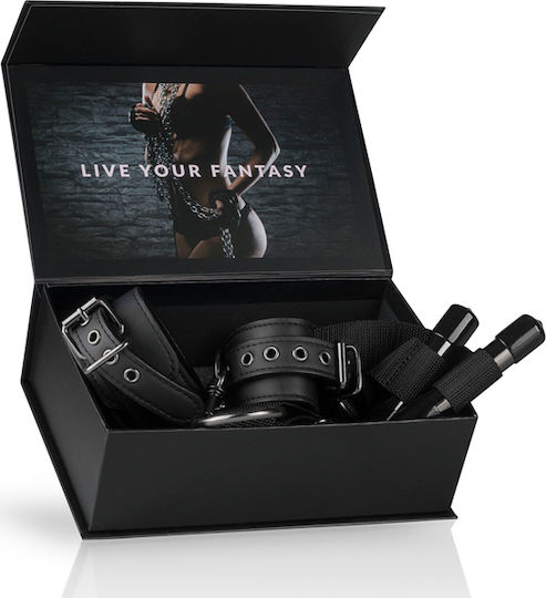 Easytoys Fetish Collection Over the Door Wrist Cuffs Door Restraint Set in Black Color