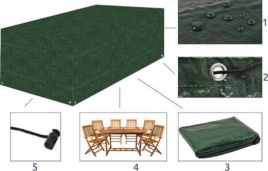 Iso Trade Waterproof Protective Dining Table Cover 240x180x100cm in Green Color