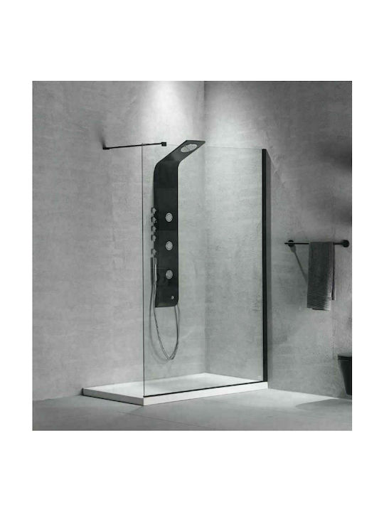 Devon Iwis Walk-in Διαχωριστικό Ντουζιέρας 87-89x200cm Clean Glass Black Matt