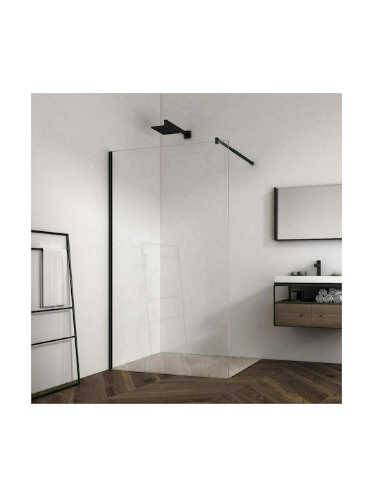 Devon Iwis Walk-in Διαχωριστικό Ντουζιέρας 77-79x200cm Clean Glass Black Matt