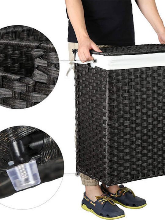 Songmics Laundry Basket Wicker Folding with Cap 46x33x60cm Black