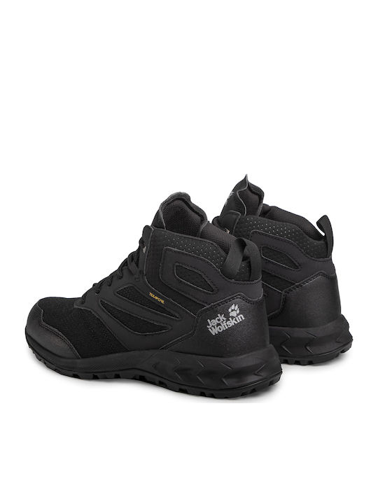 Jack Wolfskin Woodland Texapore Ανδρικά Ορειβατικά Μποτάκια Μαύρα