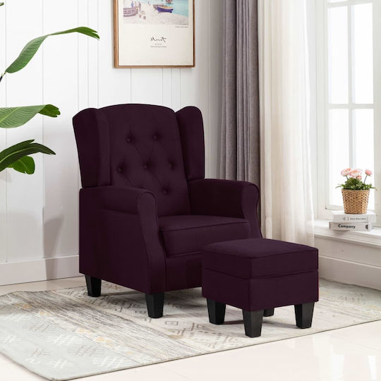 Bergère with Footstool Purple 68x78x94cm