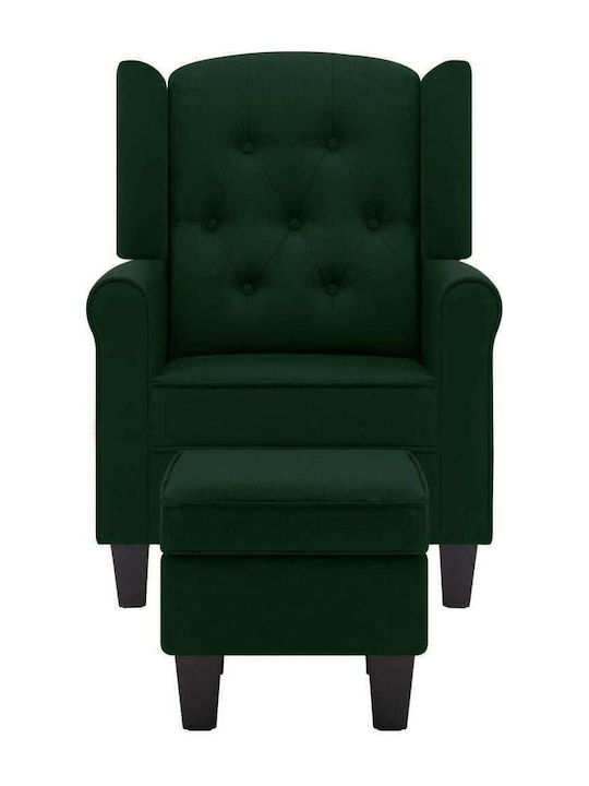 Ohrensessel mit Fußhocker Grün 68x78x94cm