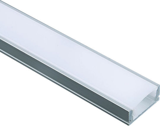 Aca Mini External Aluminum Profile for LED Strip with Opal Cover 100x1.7x0.7cm