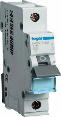 Hager 1-Pole Automatic Circuit Breaker 25A C25A 3kA MWN125