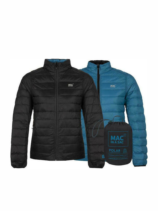 Polar Reversible Down Jacket Women's Hiking Short Puffer Jacket Double Sided Waterproof for Winter Black