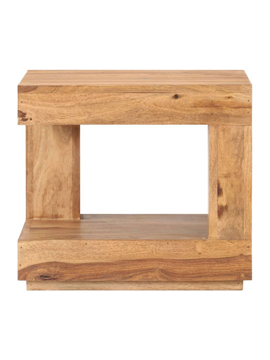 Square Side Table Made of Solid Wood Beige 45x45x40 cm