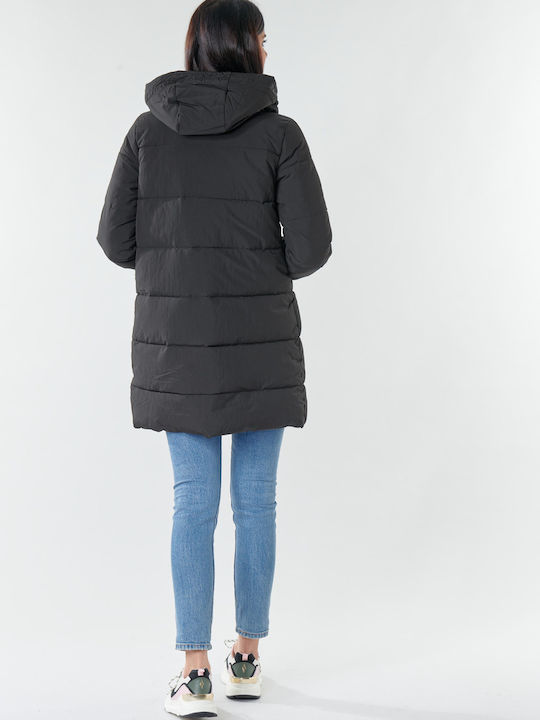 Dolly Lang Damen Puffer Jacke für Winter Schwarz