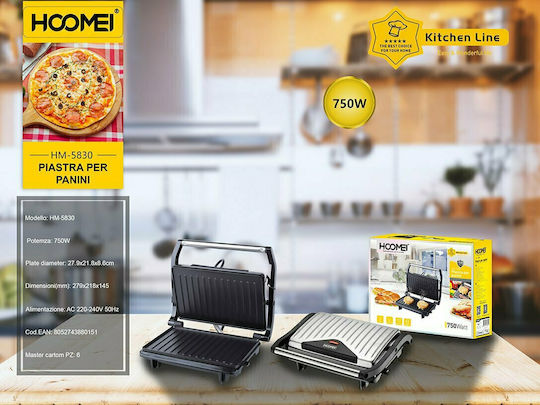 Hoomei Sandwich Maker pentru for 2 Sandwiches Sandvișuri 750W Gri