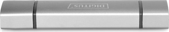 Digitus Card Reader USB 3.0 Type-C για SD/microSD Γκρι