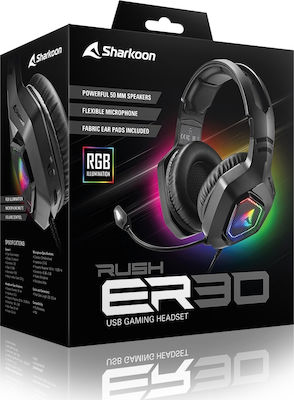 Sharkoon Rush ER30 Over Ear Gaming Headset με σύνδεση USB
