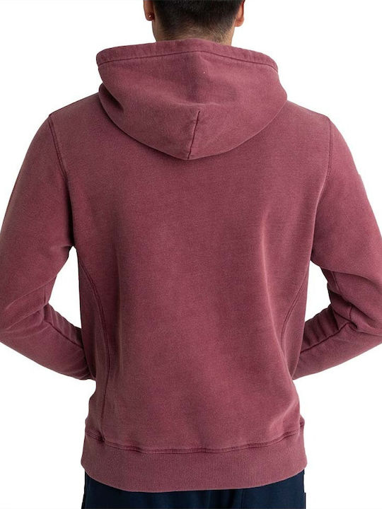 Franklin & Marshall Herren Sweatshirt mit Kapuze und Taschen Burgundisch