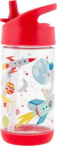 Stephen Joseph Kids Water Bottle Plastic with Straw Red 350ml