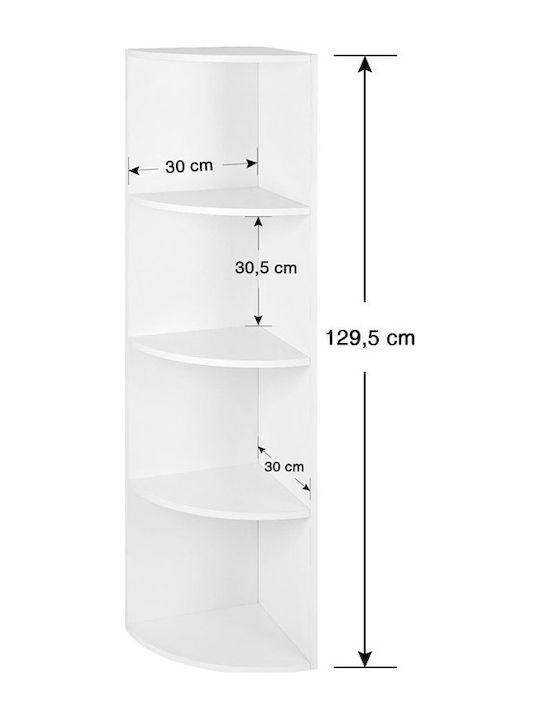 Γωνιακό Ράφι Τοίχου Ξύλινη 129.5x30x30εκ.