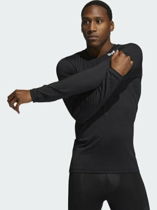 adidas Techfit Ανδρική Ισοθερμική Μακρυμάνικη Μπλούζα Compression Μαύρη